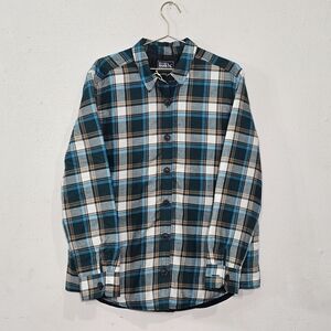 Eddie Bauer Womens Plaid Quilted Lined Flannel Shirt Jacket Shacket Sz L